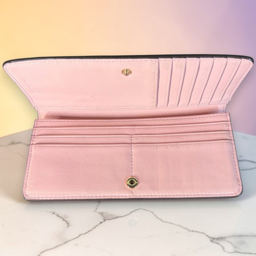 Tory Burch Hicks Garden Party Leather Snap Long Wallet with Tory Burch Dust bag - Picture 8 of 15